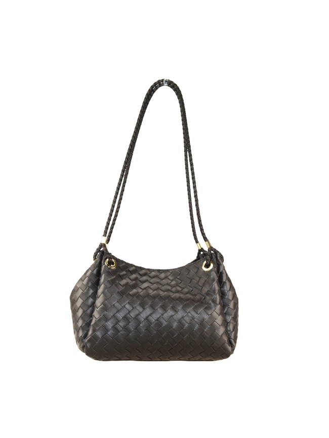 Woven leather shoulderbag with shoulder strap - BK49854