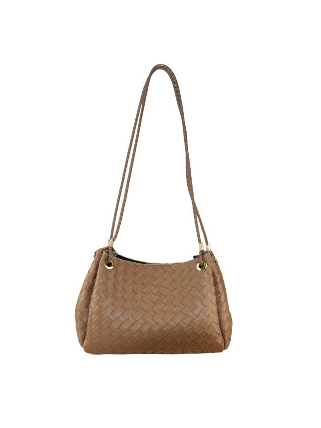 Borsa a spalla in pelle intrecciato con tracolla - BK49854