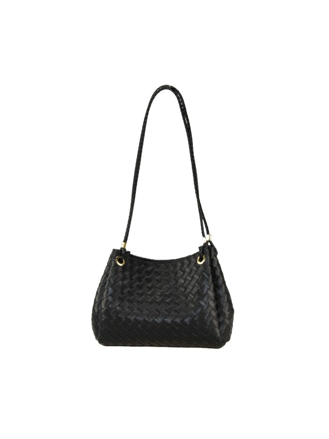 Woven leather shoulderbag with shoulder strap - BK49854