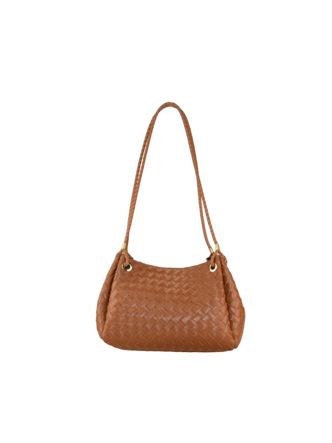 Woven leather shoulderbag with shoulder strap - BK49854