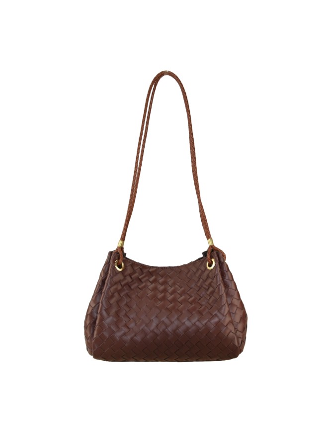 Woven leather shoulderbag with shoulder strap - BK49854