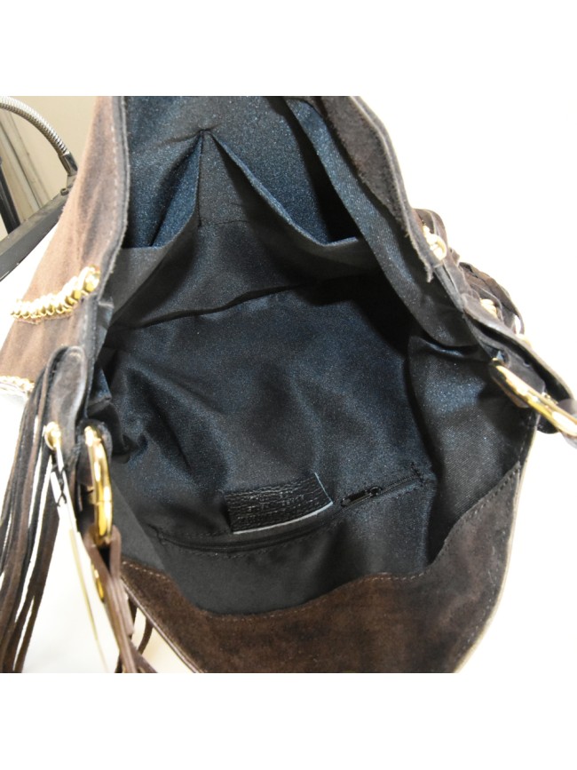 Borsa a spalla in pelle camoscio con... Borsa a spalla in pelle camoscio con...