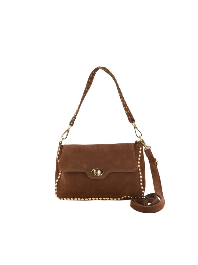 Suede shoulder bag with studs - CC35838