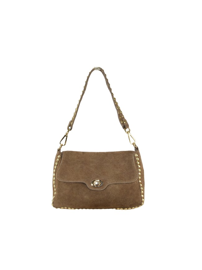 Suede shoulder bag with studs - CC35838
