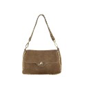 Suede shoulder bag with studs - CC35838