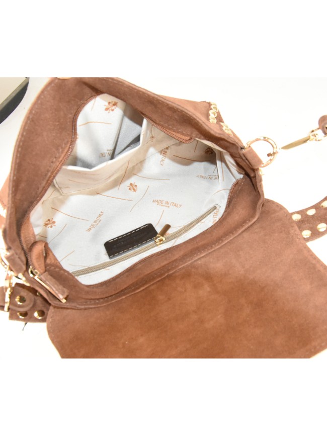 Borsa a spalla in pelle camoscio con... Borsa a spalla in pelle camoscio con...