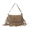 Woman suede leather shoulder bag with fringes - FG29832