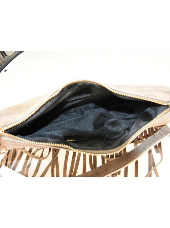 Woman suede leather shoulder bag with... Woman suede leather shoulder bag with...