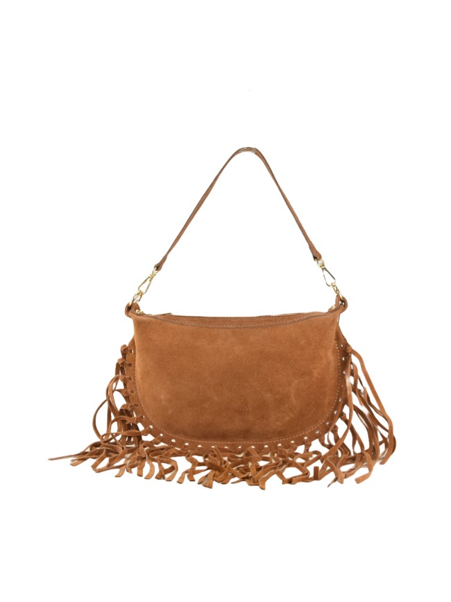 Woman suede leather shoulder bag with fringes - FG29832