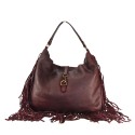 Borsa donna a spalla in vera pelle vintage con frange - YR55861