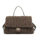Woman teddy synthetic fur hand bag with shoulder strap - 52072