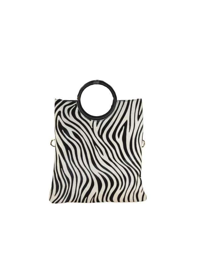 Borsa a mano in pelle e cavallino con tracolla regolabile - GC29832