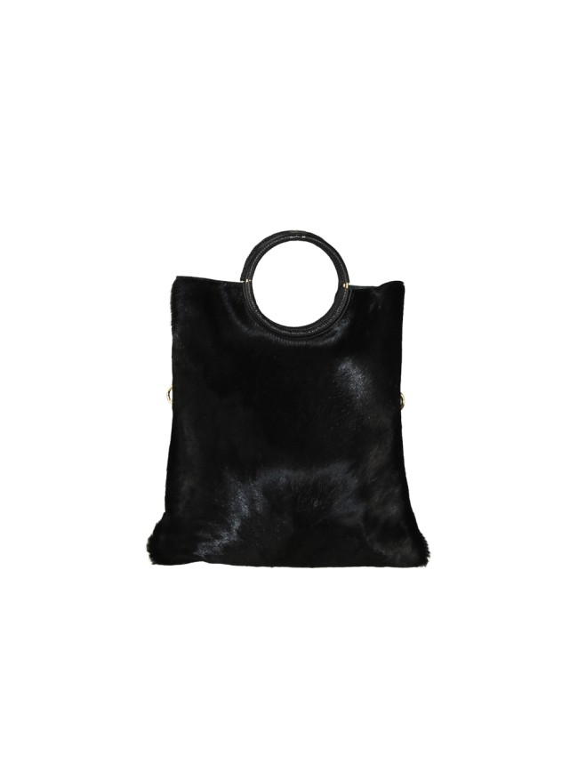 Hand fur leather bag with shoulder strap - GC29832