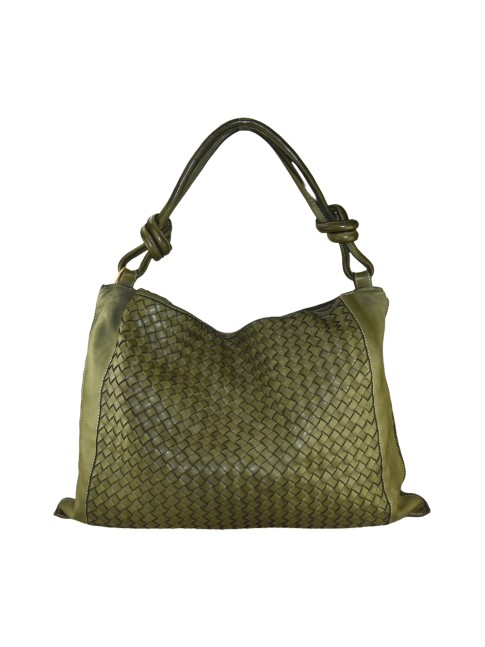 Woman washed woven leather...
