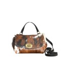 Fur leather hand bag with shoulder strap - MP45850
