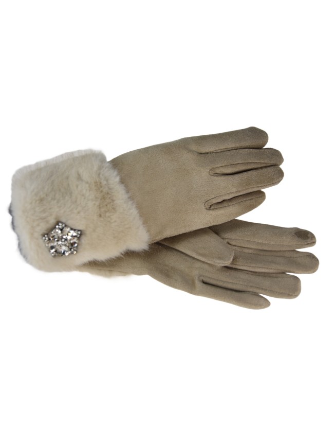 Glove soft fabric with synthetic fur... Glove soft fabric with synthetic fur...
