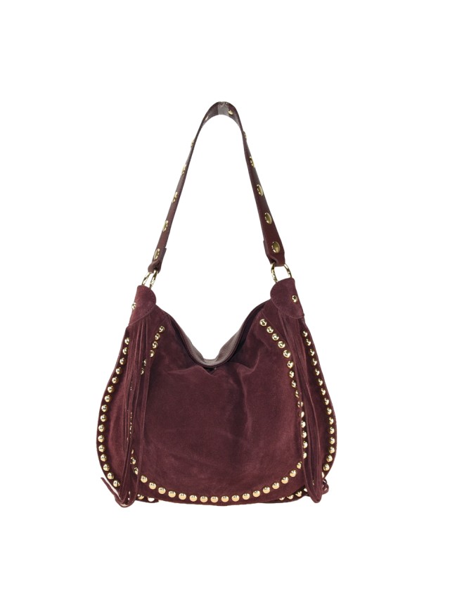 Borsa a spalla in pelle camoscio con... Borsa a spalla in pelle camoscio con...