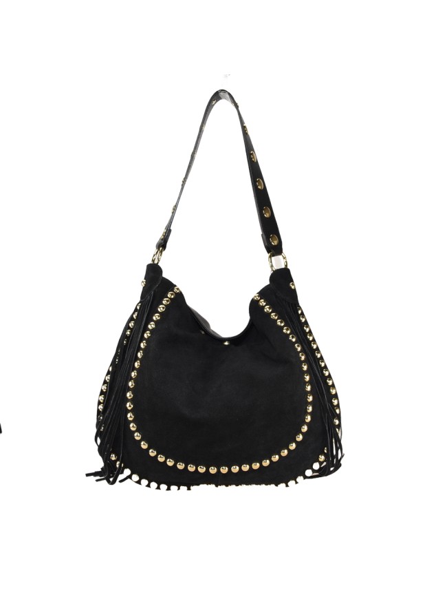 Suede shoulder bag with studs - LG49854 Suede shoulder bag with studs - LG49854
