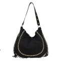 Suede shoulder bag with studs - LG49854