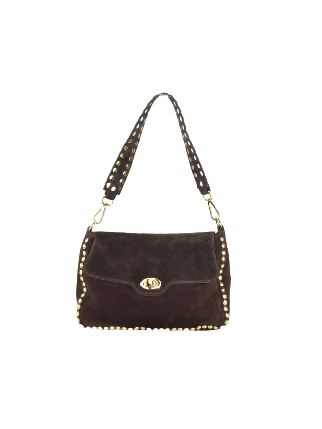 Suede shoulder bag with studs - CC35838