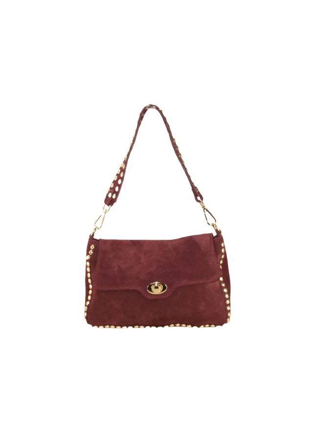 Borsa a spalla in pelle camoscio con... Borsa a spalla in pelle camoscio con...