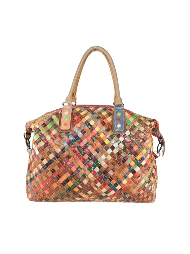 Borsa in pelle patchwork intrecciato...