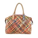Borsa in pelle patchwork intrecciato - 9338