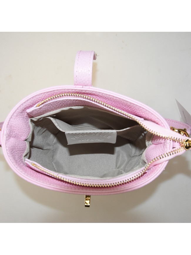 Borsa a secchiello in pelle e raffia...