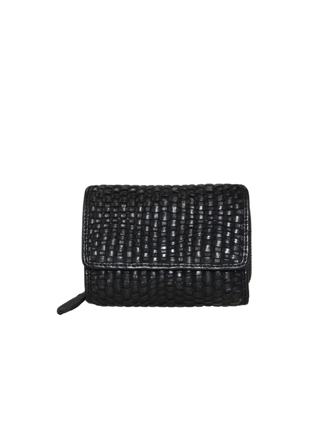 Woman washed woven leather wallet - 7718