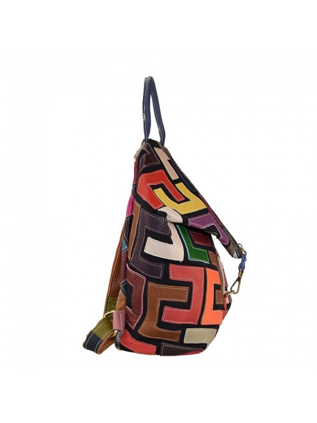 Leather back bag with patchwork - 1085