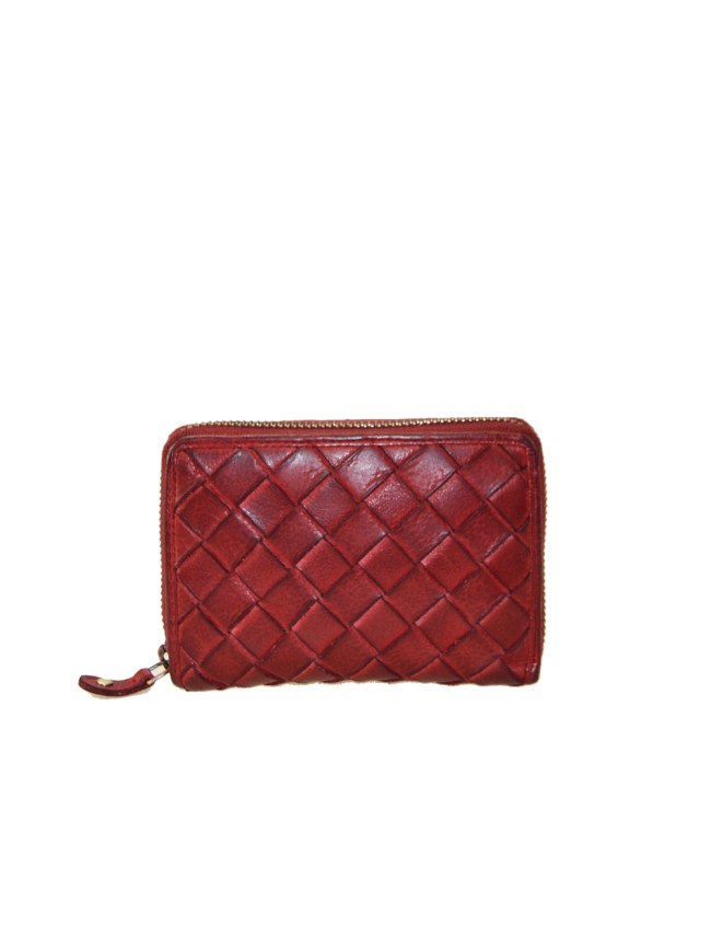 Woman washed woven leather wallet - 500