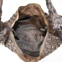 Woman washed woven leather bag - TI55861