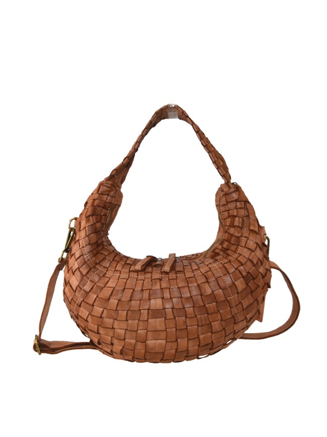 Woman washed woven leather bag - TI55861