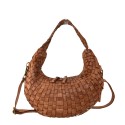 Woman washed woven leather bag - TI55861
