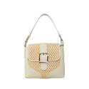 Borsa a mano in pelle e raffia con tracolla - RF25827