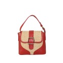 Borsa a mano in pelle e raffia con tracolla - RF25827