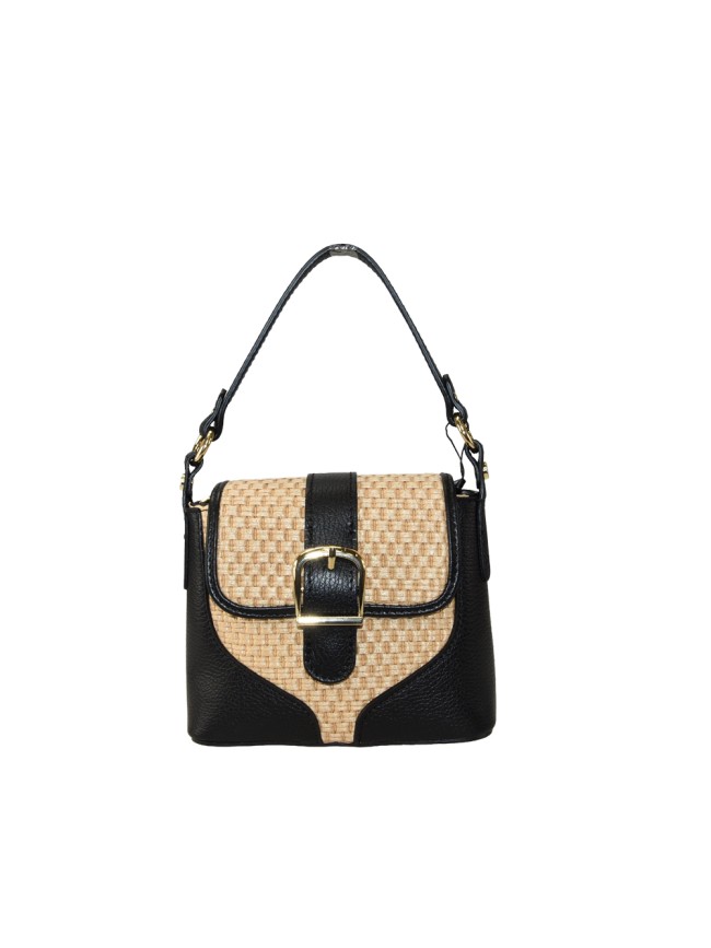 Leather hand bag with shoulder strap...