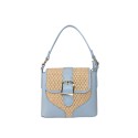 Borsa a mano in pelle e raffia con tracolla - RF25827