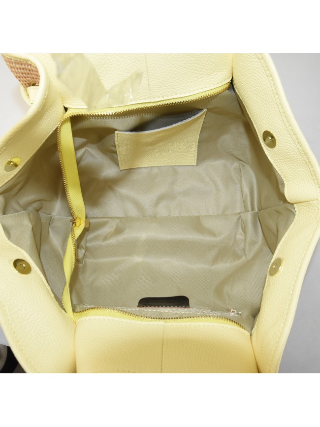 Leather & rafia bag - RF36839