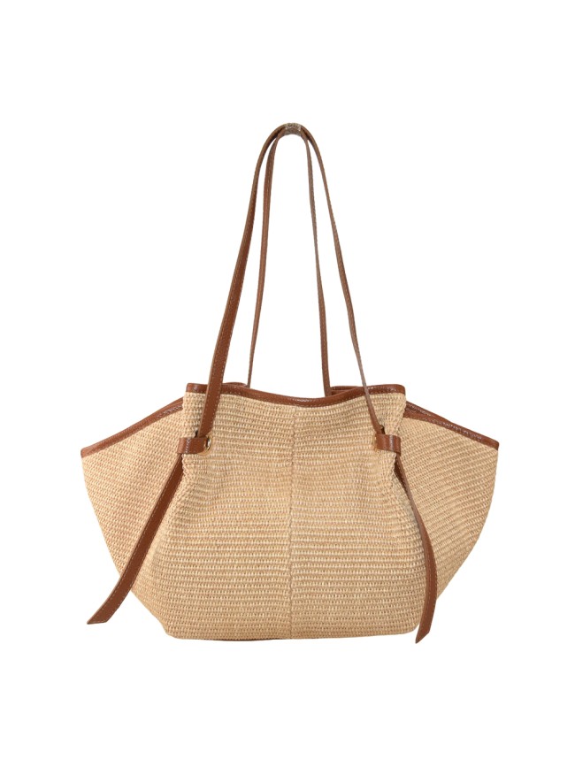 Leather & rafia bag - RF36839