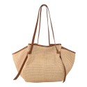 Leather & rafia bag - RF36839