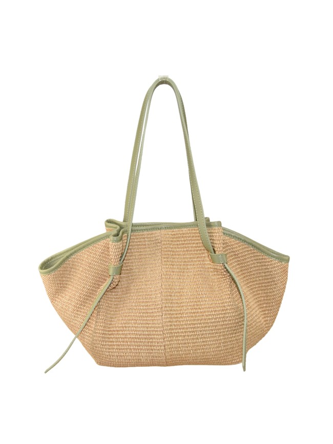 Leather & rafia bag - RF36839