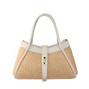 Borsa a mano in pelle e raffia con tracolla - MB35838