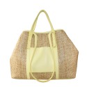 Leather & rafia bag with double shoulder strap - RH45850
