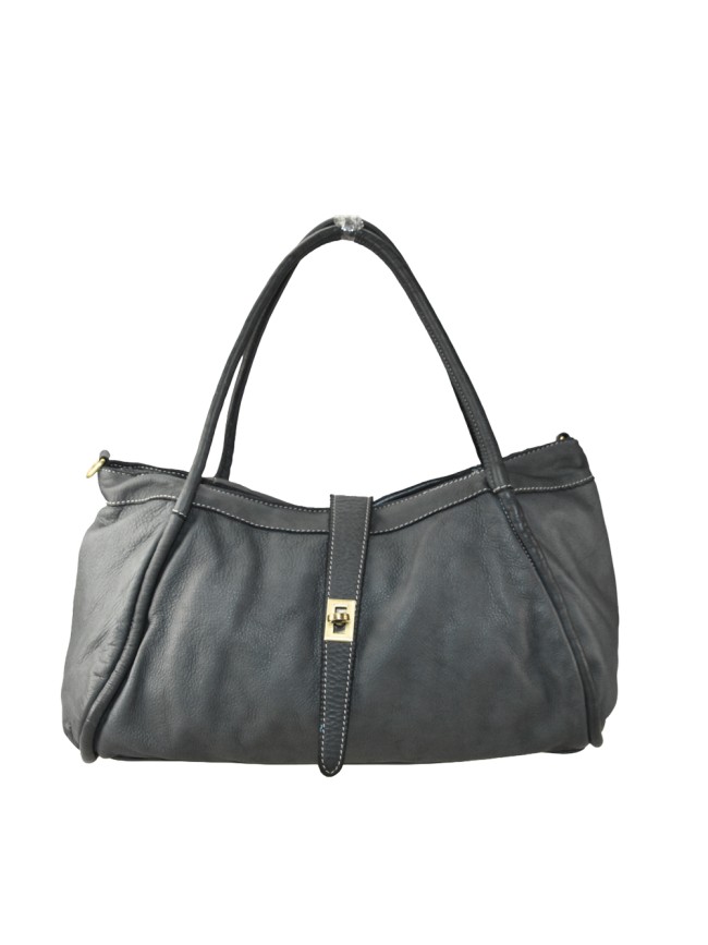 Woman washed leather shoulder bag -...