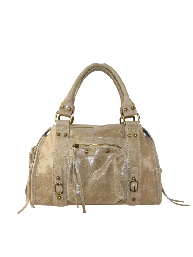 Leather hand bag with shoulder strap...