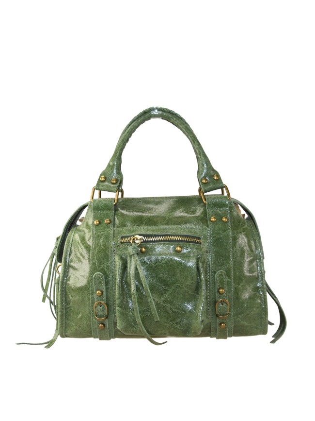Leather hand bag with shoulder strap...