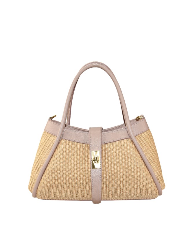 Leather hand bag with shoulder strap...