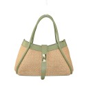 Borsa a mano in pelle e raffia con tracolla - MB35838