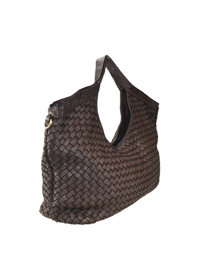 Woman washed woven leather bag - KZ59865